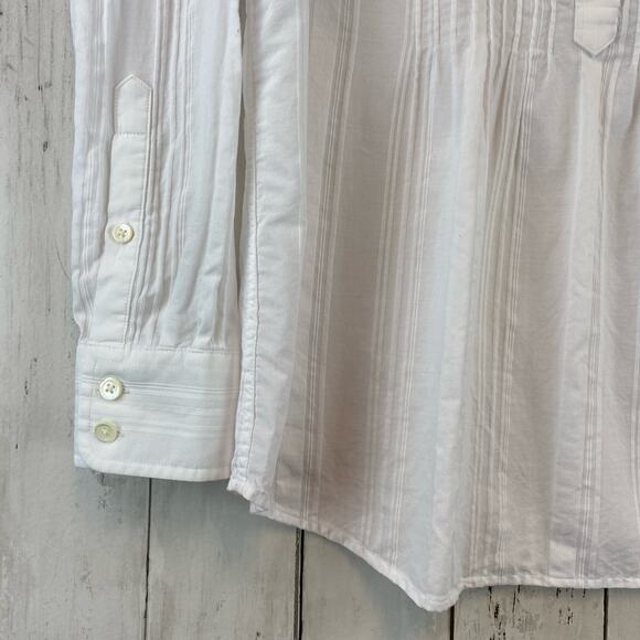 Vineyard Vines White Cap Cotton Relaxed Dobby Print Pintuck Popover Top Size 4 - Picture 3 of 10